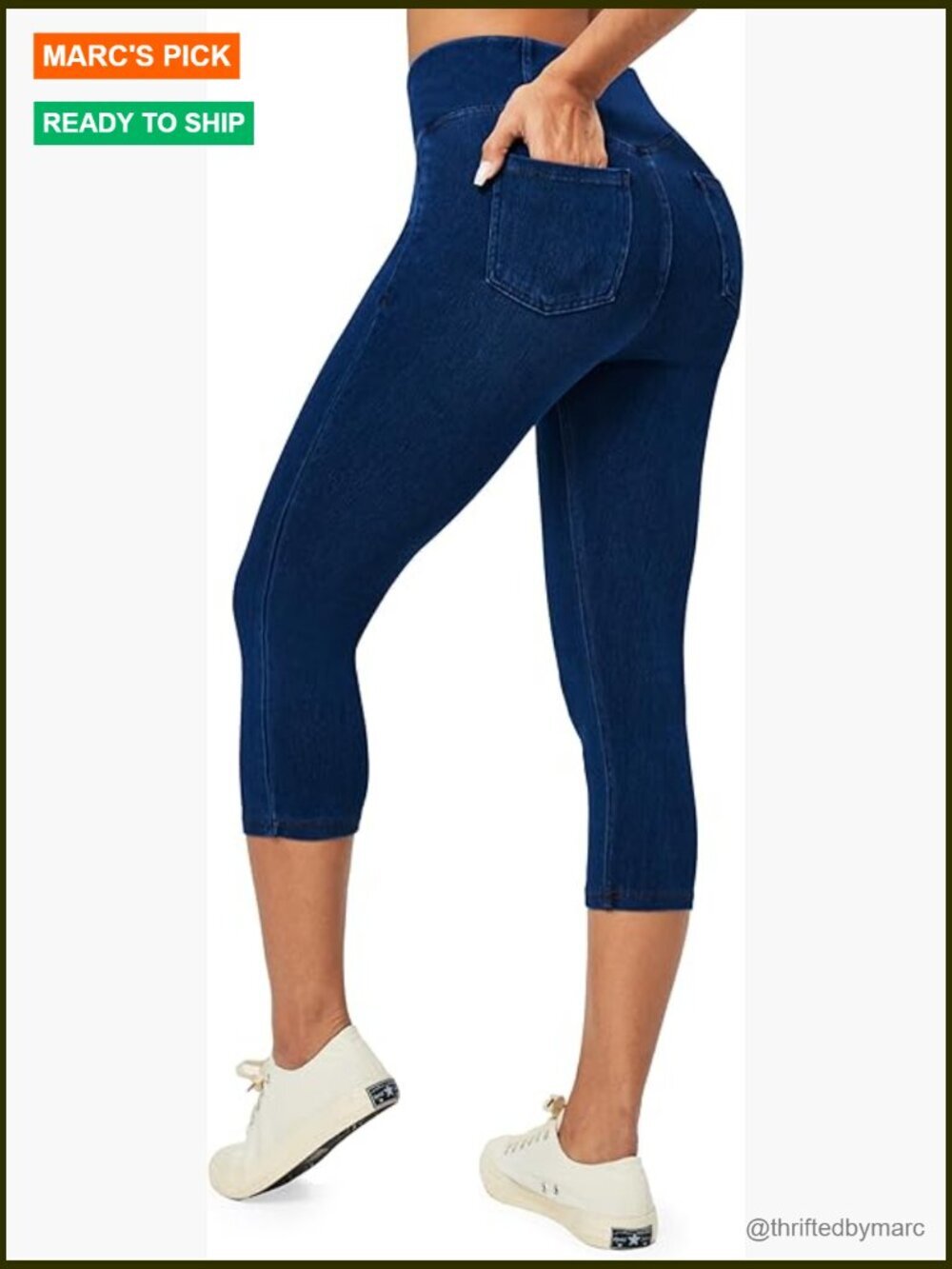 Capri Jeggings Stretchy Pull On Denim Leggings with Pockets